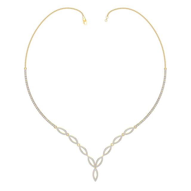 Evergreen Leaf Design Diamond Necklace